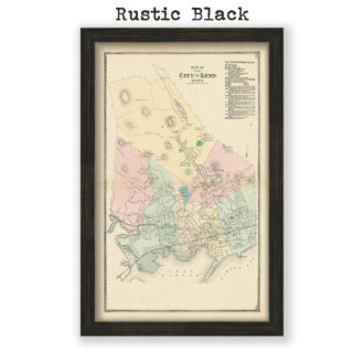 Lynn, Massachusetts Antique Map Reproduction