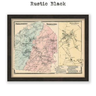 Phillipston & Templeton, Massachusetts Antique Map Reproduction