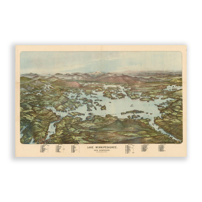 Lake Winnipesaukee, New  Hampshire Antique Map Reproduction