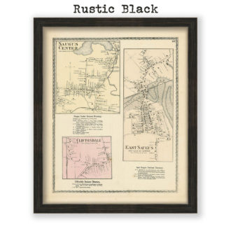 Saugus Village, Massachusetts Antique Map Reproduction