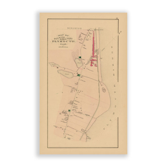 North Plymouth, Massachusetts Antique Map Reproduction