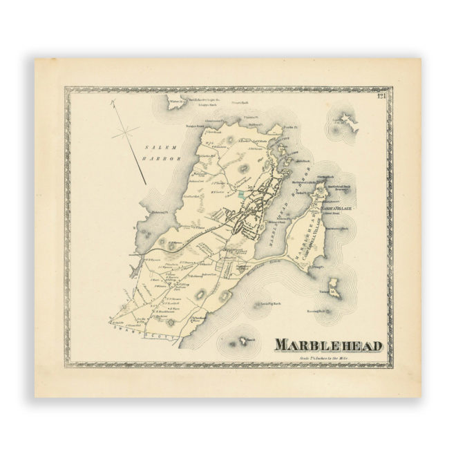 Marblehead, Massachusetts Antique Map Reproduction