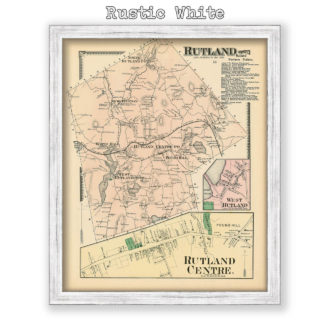 Rutland, Massachusetts Antique Map Reproduction