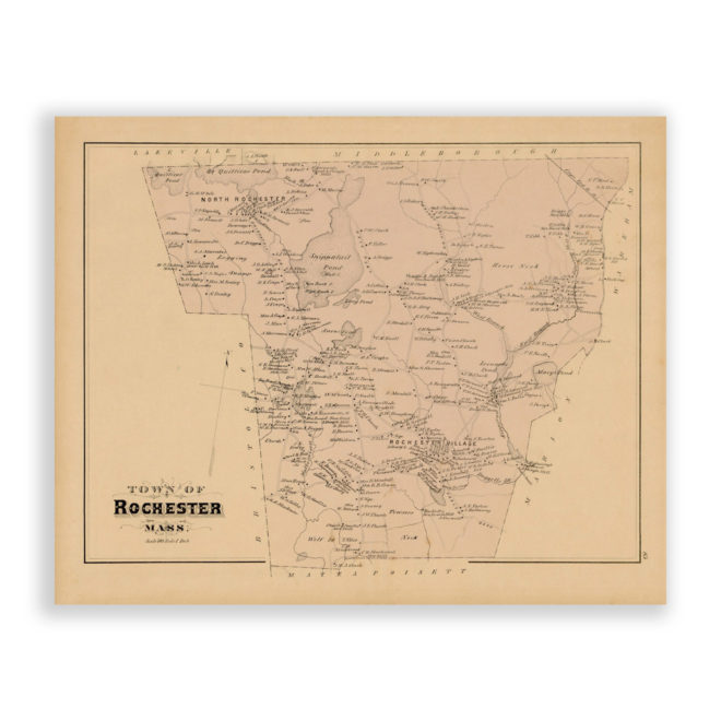 Rochester, Massachusetts Antique Map Reproduction