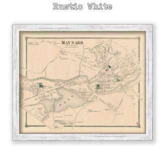 Maynard Village, Massachusetts Antique Map Reproduction