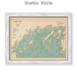 Casco Bay, Maine Antique Nautical Chart Reproduction