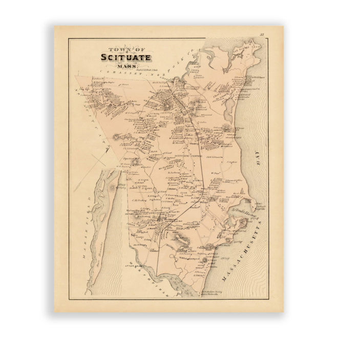 Scituate, Massachusetts Antique Map Reproduction