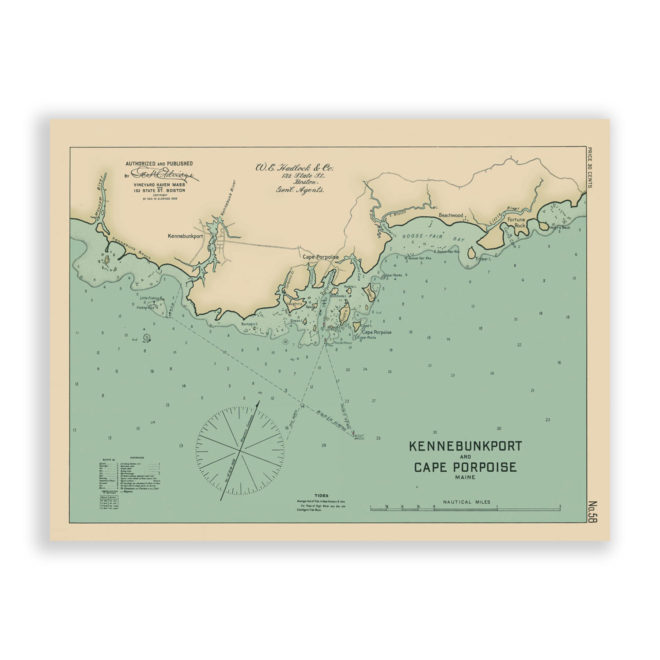 Kennebunkport and Cape Porpose, MaineAntoque Nautical Chart Reproduction