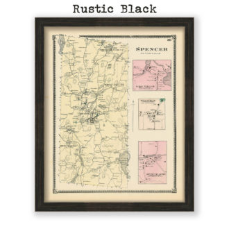 Spencer, Massachusetts Antique Map Reproduction