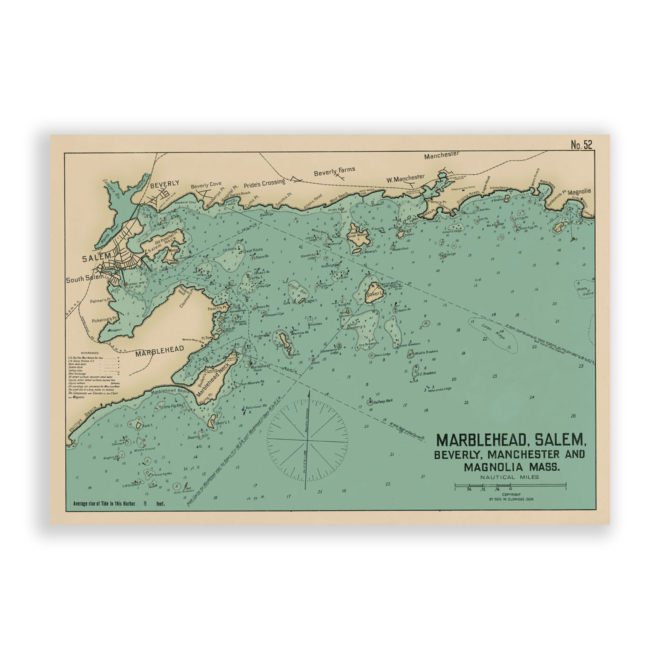 Marblehead and Salem, Massachusetts Antique Nautical Chart Reproduction