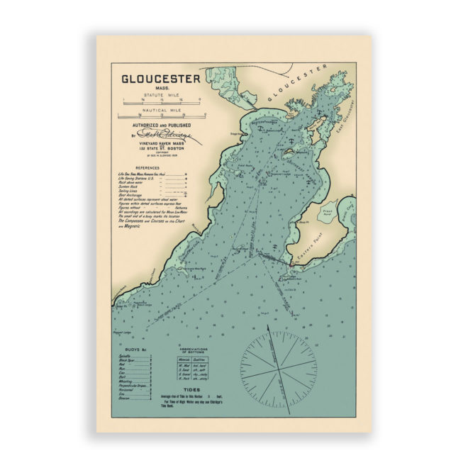 Gloucester Harbor, Massachusetts Antique Nautical Chart Reproductional