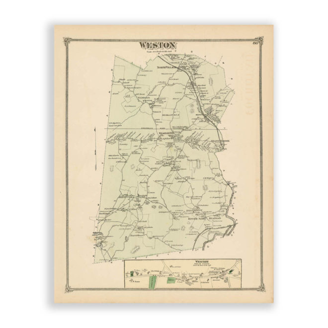 Weston, Massachusetts Antique Map Reproduction