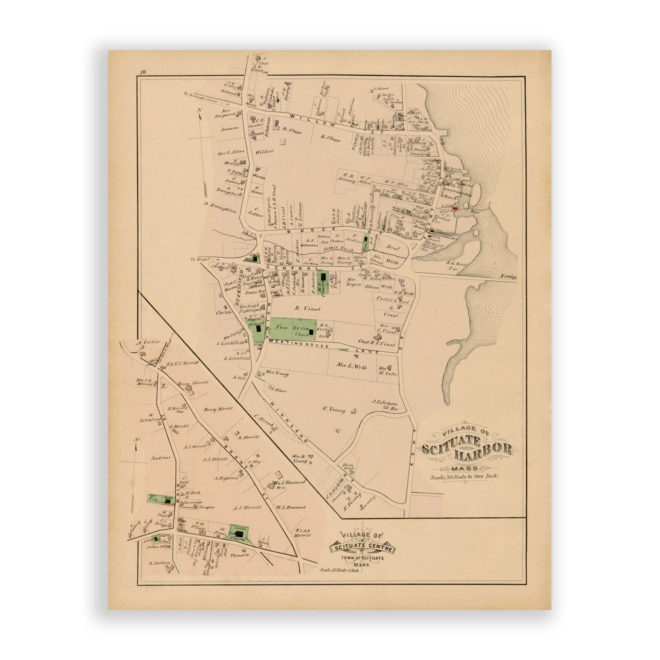 Scituate Harbor Village, Massachusetts Antique Map Reproduction