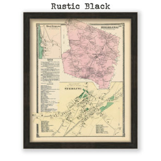 Sterling, Massachusetts Antique Map Reproduction