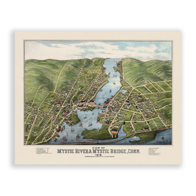 Mystic, Connecticut Antique Map Reproduction