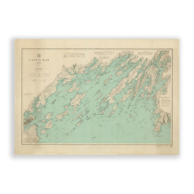 Casco Bay. Maine Antique Nautical Chart Reproduction