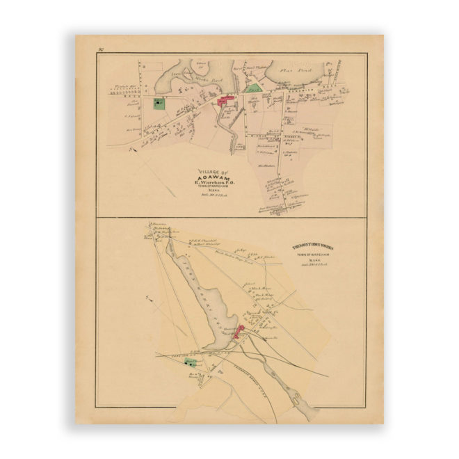 Agawam and Tremont Iron Works, Wareham, Massachusetts Antique Map Reproduction