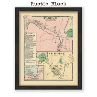 Sturbridge Villages, Massachusetts Antique Map Reproduction