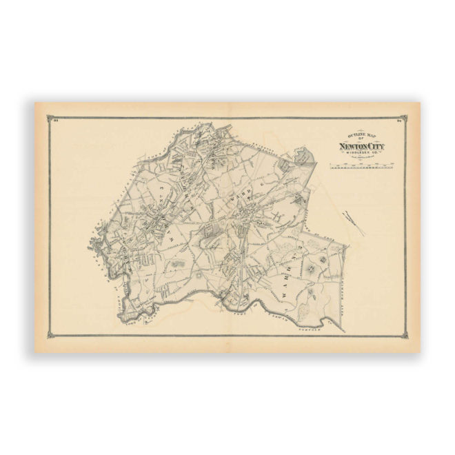 Newwton, Massachusetts Antique Map Reproduction