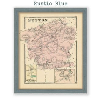 Sutton, Massachusetts Antique Map Reproduction