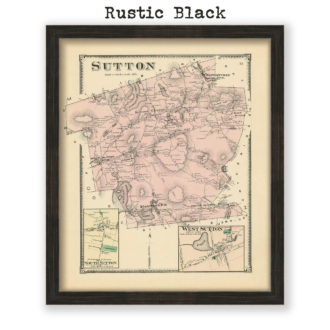 Sutton, Massachusetts Antique Map Reproduction