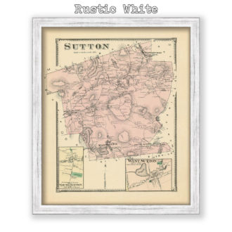 Sutton, Massachusetts Antique Map Reproduction