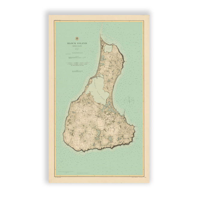 Block Island, Rhode Island Antique Map Reproduction