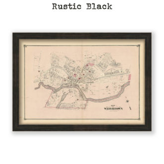 Watertown Village, Massachusetts Antique Map Reproduction