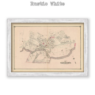 Watertown Village, Massachusetts Antique Map Reproduction