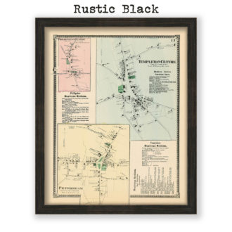 Templeton Center, Phillipston Center & Petersham Village, Massachusetts Antique Map Reproduction