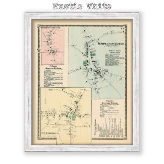 Templeton Center, Phillipston Center & Petersham Village, Massachusetts Antique Map Reproduction