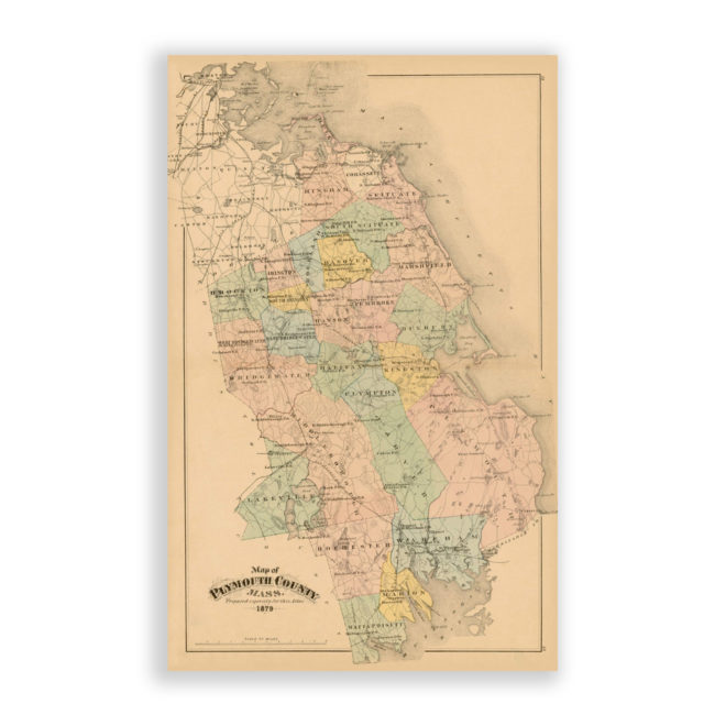 Plymouth County, Massachusetts Antique Map Reproduction