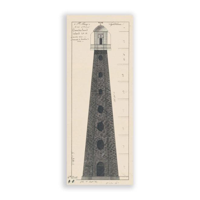 Cumberland Island Lighthouse, Georgia Antique Architectural Plan Reproduction