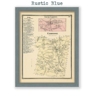 Uxbridge, Massachusetts Antique Map Reproduction