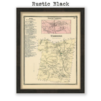 Uxbridge, Massachusetts Antique Map Reproduction