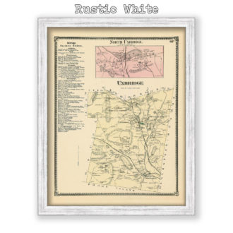 Uxbridge, Massachusetts Antique Map Reproduction