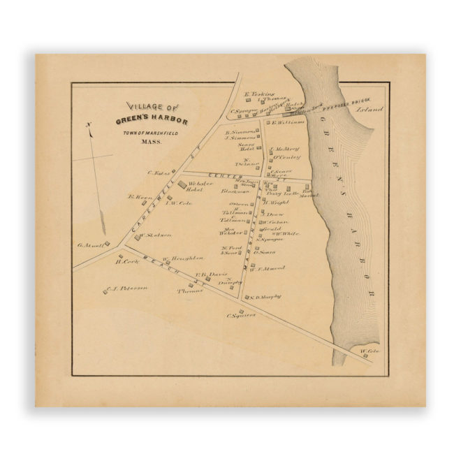 Green Harbor Village, Marshfield, Massachusetts Antique Map Reproduction