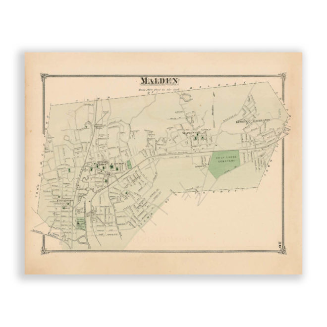 Malden, Massachusetts Antique Map Reproduction