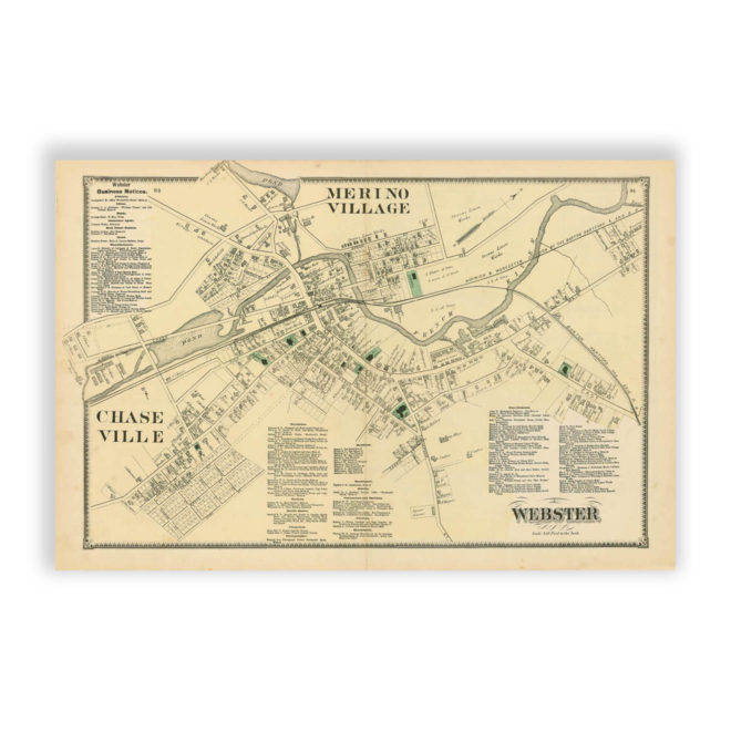 Webster Villages, Massachusetts Antique Map Reproduction