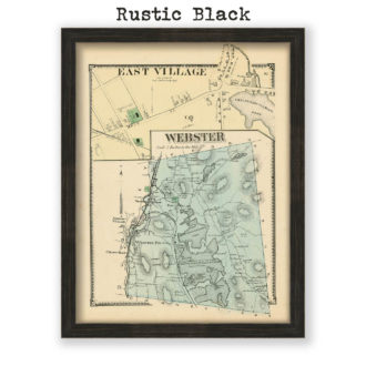 Webster, Massachusetts Antique Map Reproduction