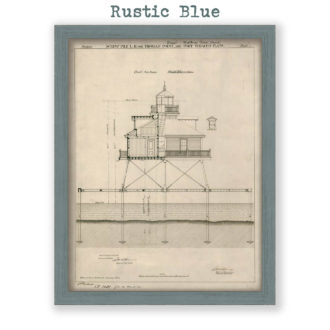 Thomas Point Shoal Lighthouse, Annapolis, Maryland Antique Architectural Plan Reproduction