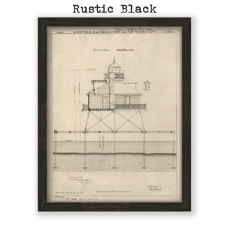 Thomas Point Shoal Lighthouse, Annapolis, Maryland Antique Architectural Plan Reproduction