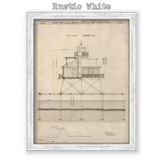 Thomas Point Shoal Lighthouse, Annapolis, Maryland Antique Architectural Plan Reproduction