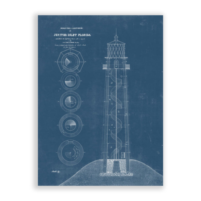 Jupiter Inlet Lighthouse, Florida Antique Architectural Plan Reproduction