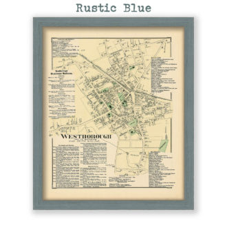 Westborough, Massachusetts Antique Map Reproduction