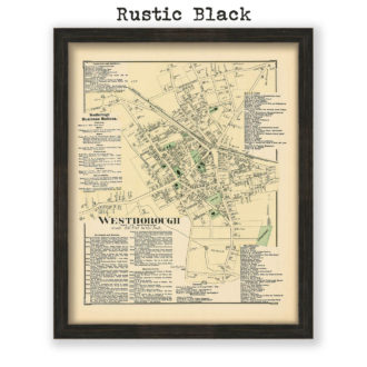 Westborough, Massachusetts Antique Map Reproduction