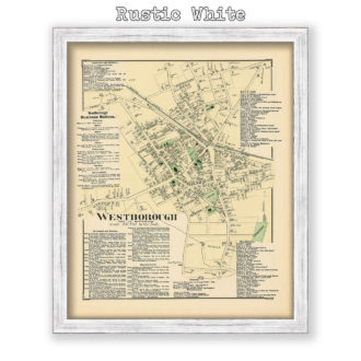 Westborough, Massachusetts Antique Map Reproduction