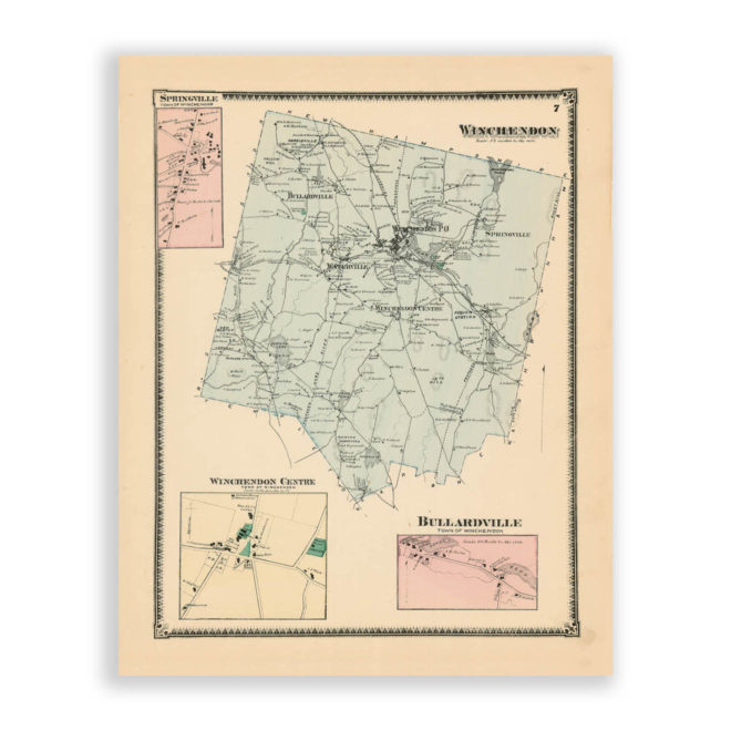 Winchendon, Massachusetts Antique Map Reproduction