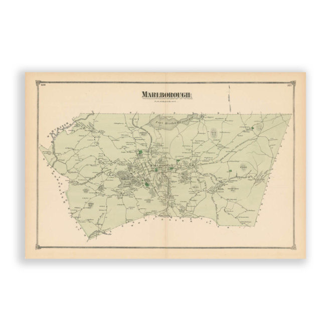 Marlborough, Massachusetts Antique Map Reproduction