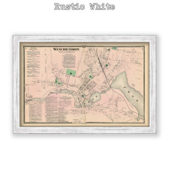 Winchendon Village, Massachusetts Antique Map Reproduction